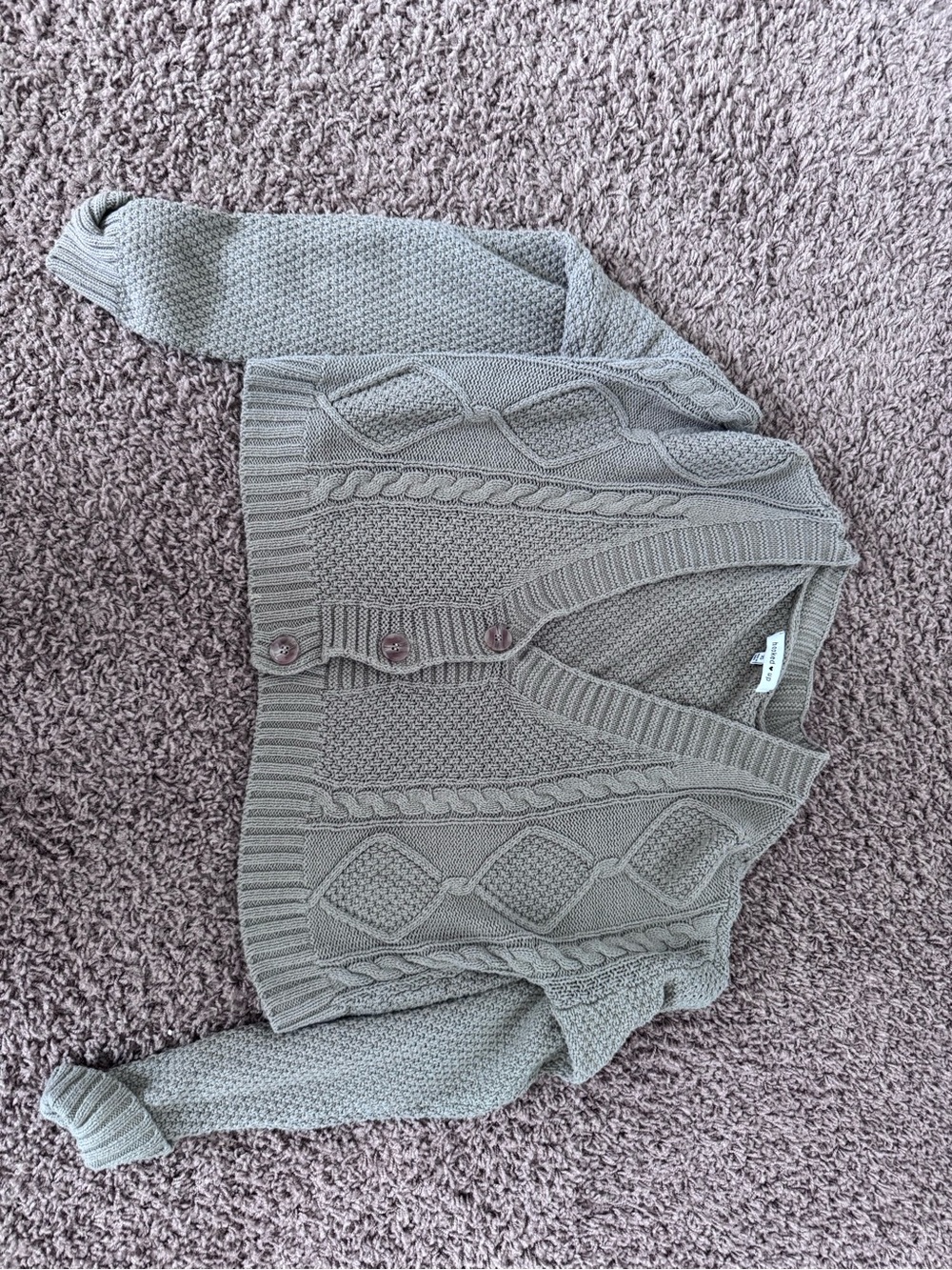 Hooked Up by IOT Taupe Cable Knit Button-Front Cardigan